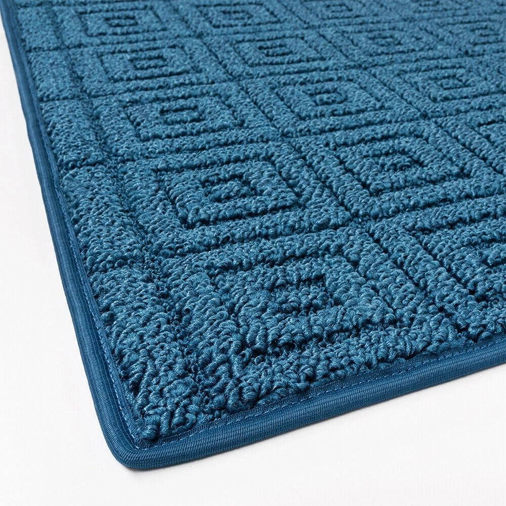 Tappeto Cucina 3D Antiscivolo Tinta Unita Assorbente Blu 50x100 cm