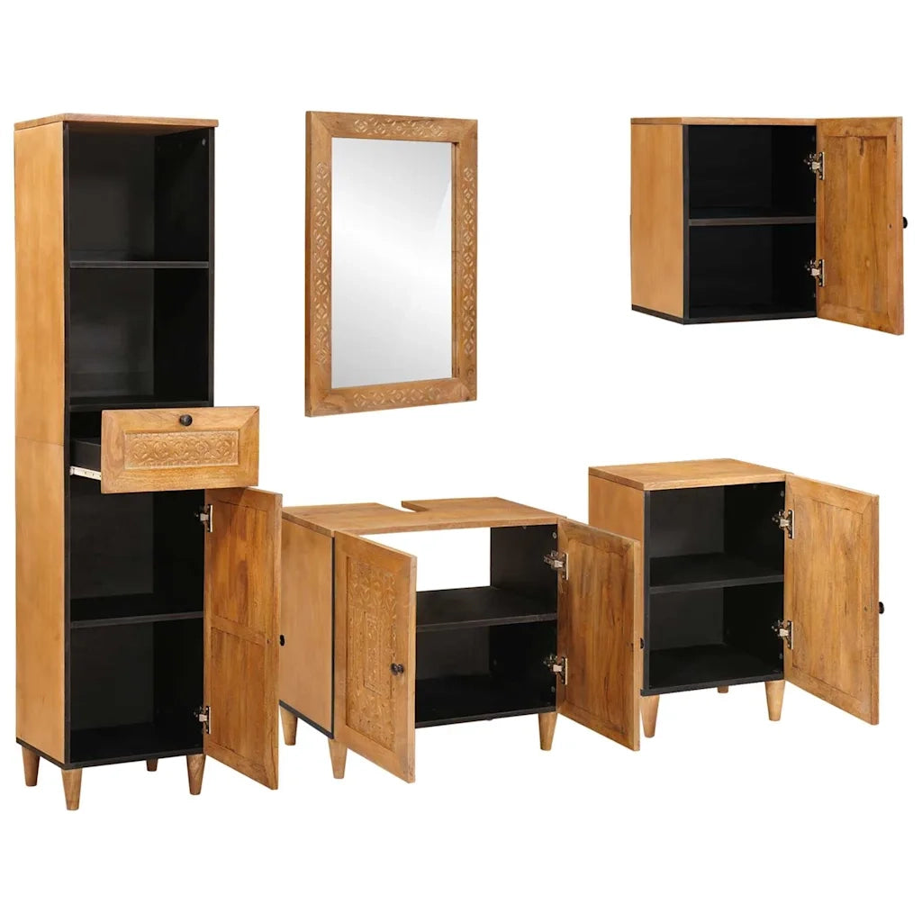 vidaXL Set di mobili per il bagno 5 pcs Marrone 38 x 33 x 160 cm