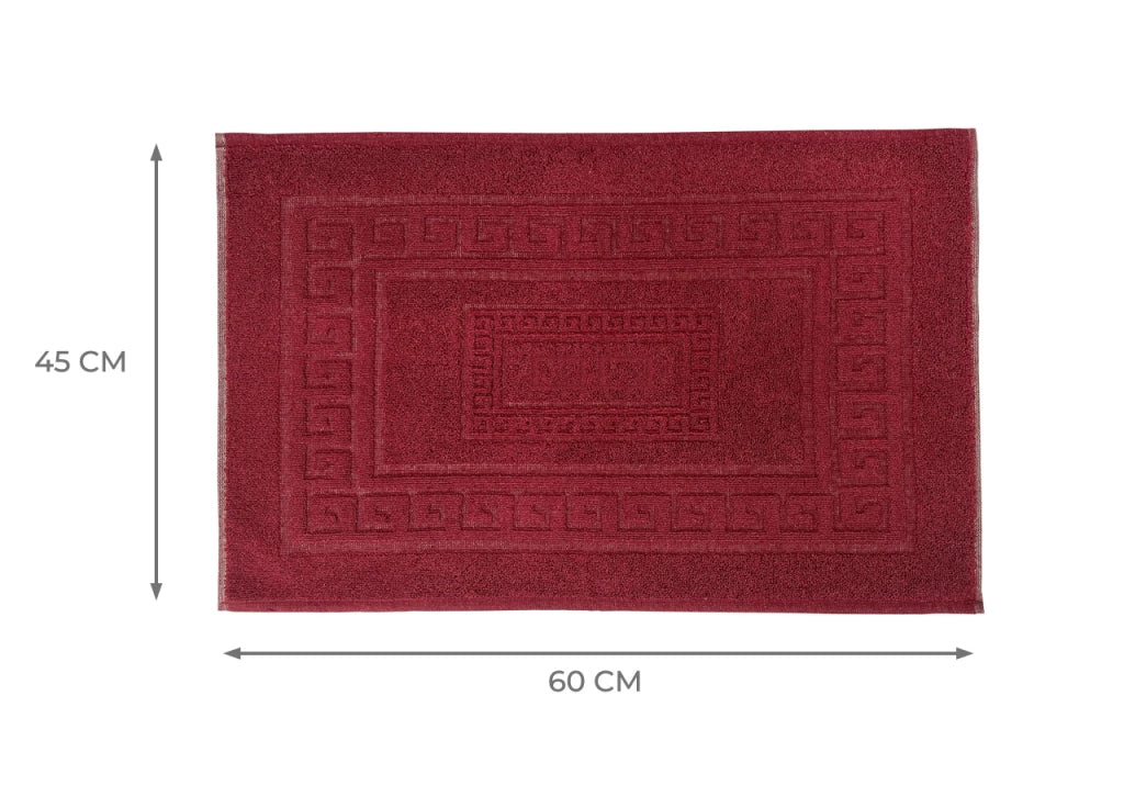 Tappeto Bagno Doccia Spugna Tinta Unita Torino Tappetino Super Assorbente In Cotone Pelo Corto Con Greca - 45x60 - Bordeaux