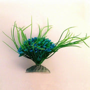 Trade Shop - Pianta 7 Cm Piantina Artificiale Acquario Piante Finte Plastica Cespuglio Blu -