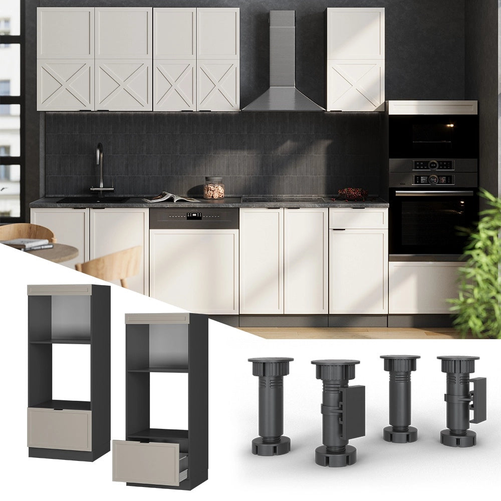 Mobile cucina microonde Fame-Line GrigioBeige/Antracite 60 cm aperto Vicco