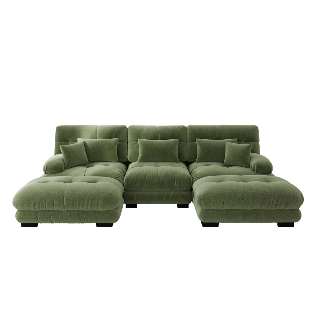 Divano Letto Angolare Modulare U ¨C MINIMAL ¨C Velluto Verde, Pouf Ottoman