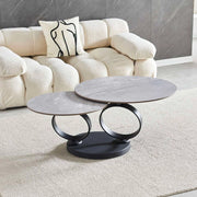 Tavolino Doppio Gleam in Ceramica Grigio Lucido con Struttura Nera – Set Moderno Salvaspazio