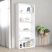 Libreria a 5 Ripiani-Scaffale per Libri-Mobile di Stoccaggio Bianca 80x30x189 cm in Legno Multistrato