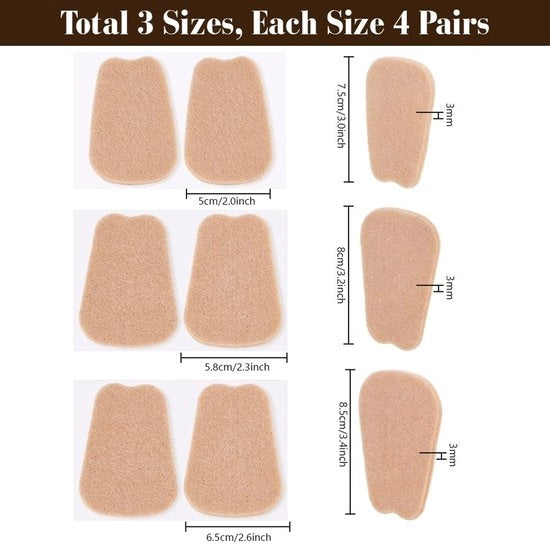 Insoles per coppia 12 - Pelle naturale - Autoblucante - 3 dimensioni - Ilastri per piedi - Sola in gomma