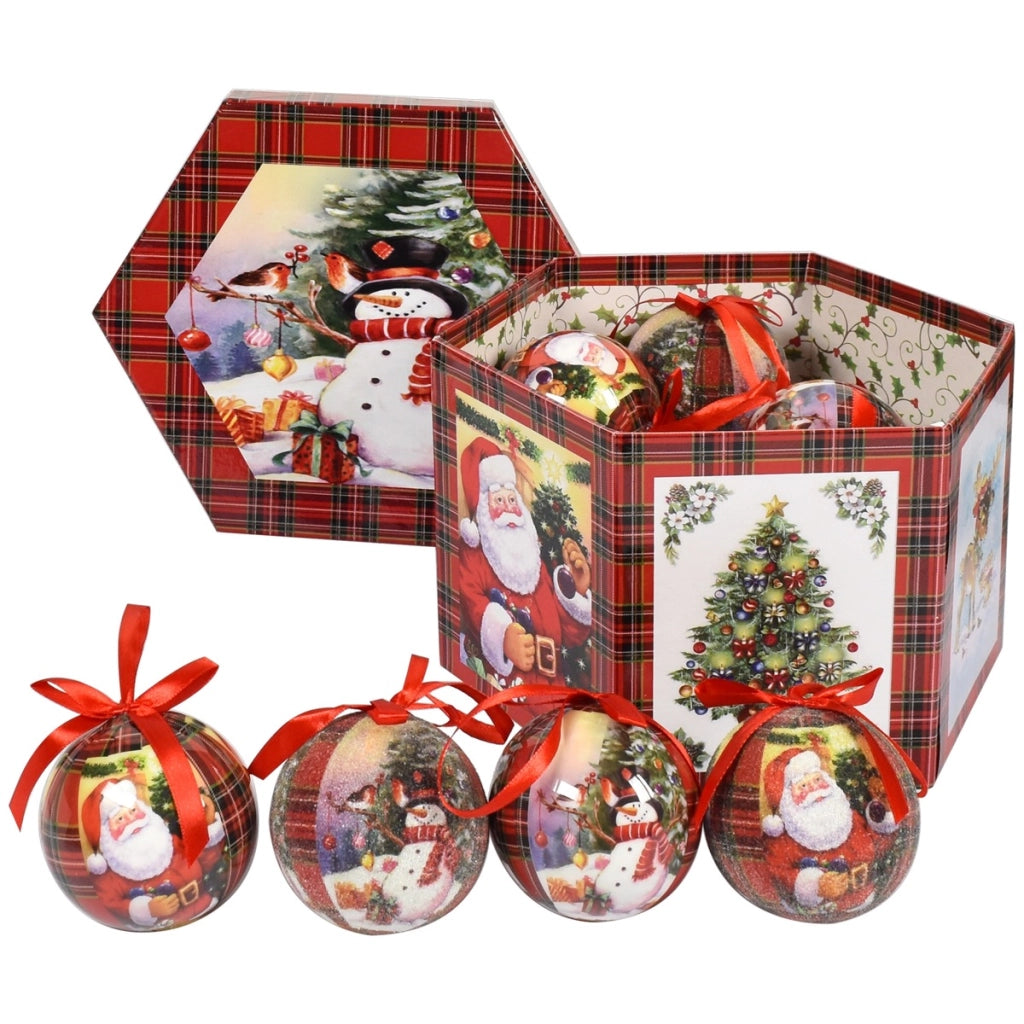 MAURY'S SET BOX ALBERO ROSSO DA 14 PALLE DI NATALE CON DIAMETRO 8 CM OKX