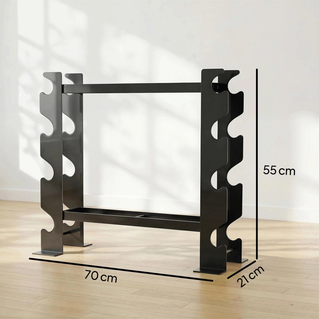 Porta Manubri a 4 Livelli ¨C Zephmum ¨C Acciaio, Nero, 70x21x55 cm