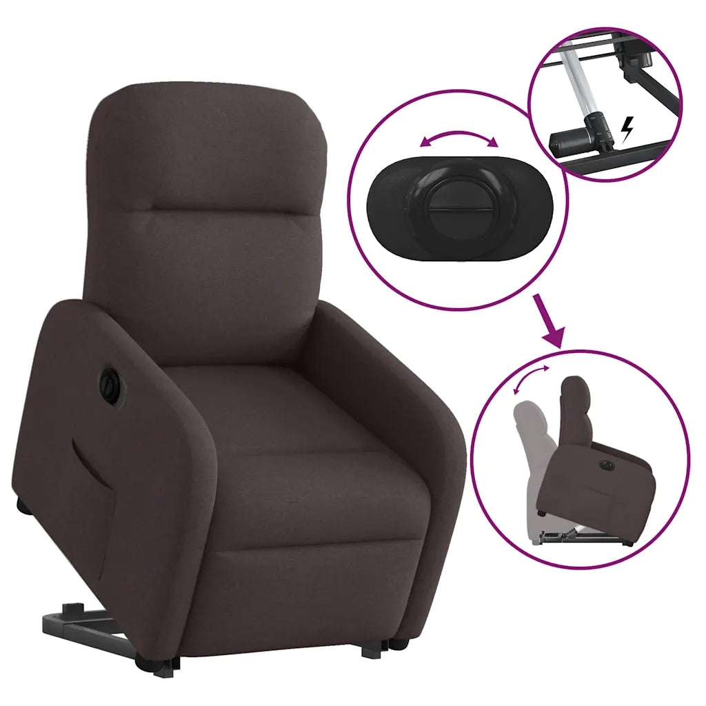 Poltrona Alzapersona Reclinante Elettrica Marrone Scuro Tessuto 3302997