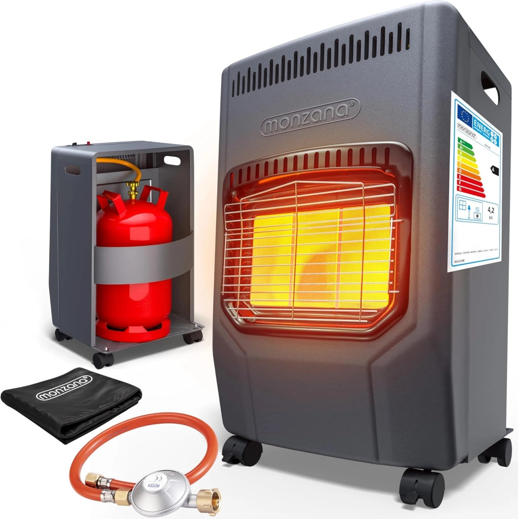 ® Stufa a Gas GH4500 Riscaldatore per Interni 4200 W 3 Impostazioni Accensione Piezoelettrica Antiribaltamento
