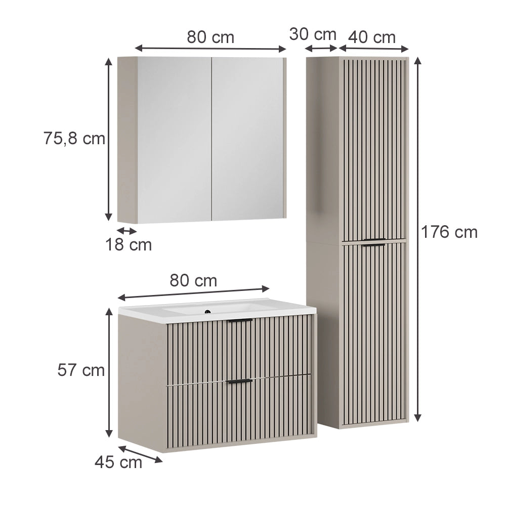 Vicco Set di mobili da bagno Cachemire 4 parti