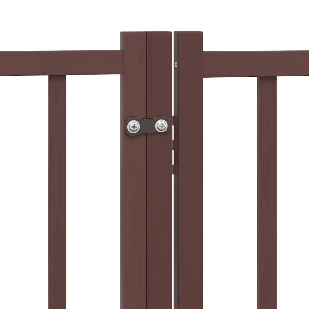 Cancelletto di sicurezza per cani con 4 pannelli in legno massello di abete marrone 02_0023308