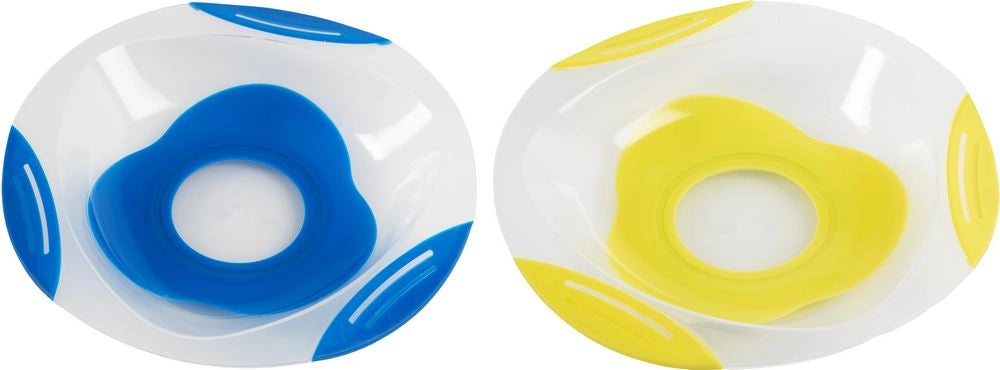 Piatto pappa Bi-Componente Poupy con fondo antiscivolo e forma arrotondata.