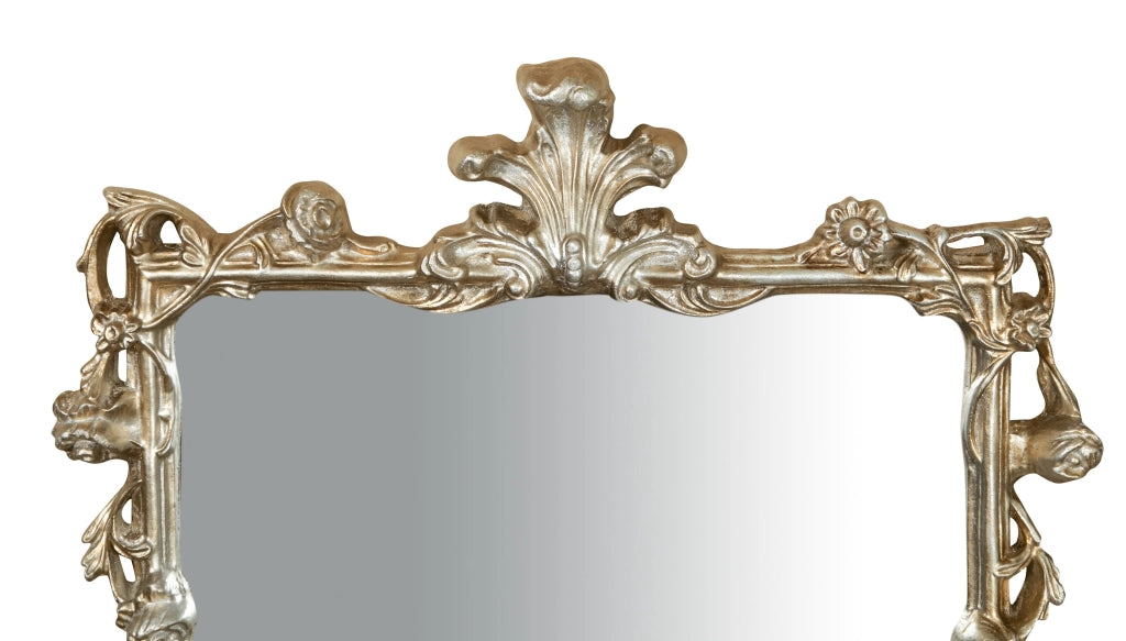 Biscottini SPECCHIERA DA PARETE IN LEGNO FINITURA FOGLIA ARGENTO ANTICATO L59XPR6XH98 CM MADE IN ITALY