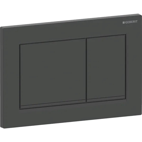 PLACCA DI COMANDO 2 TASTI OMEGA 20 SQUADRATA- Nero opa. bordoinf Nero luc.- GEBERIT- pezzi 1