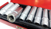 SET DI CHIAVI BUSSOLA LUNGHE DA 1/4 CHROME VANADIUM 5 - 13 mm 9 PEZZI CANDELETTE