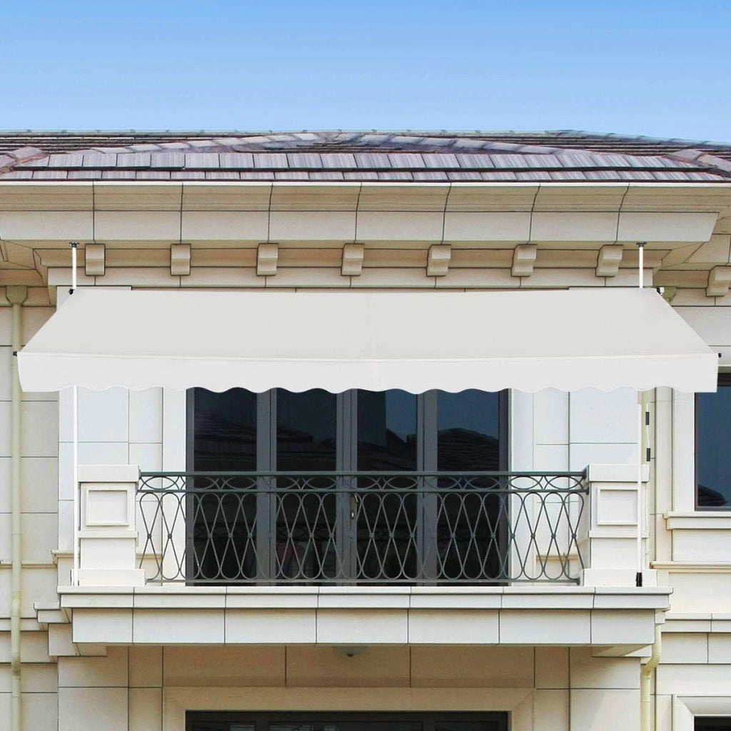 Tenda da Sole per Esterno, Tenda da Sole a Bracci Estensibili con Struttura Telescopica e Tessuto Resistene ai Raggi Solari, Regolabile in Altezza e in Angolazione (400 x 120 cm Beige)