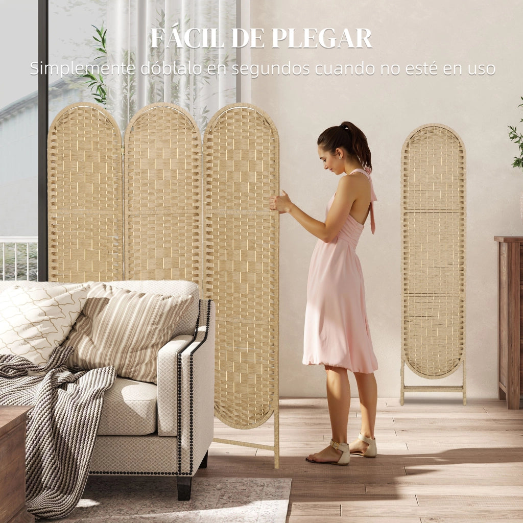 Biombo Pieghevole 3 Ante ¨C Zephmum ¨C Naturale 120x170 cm