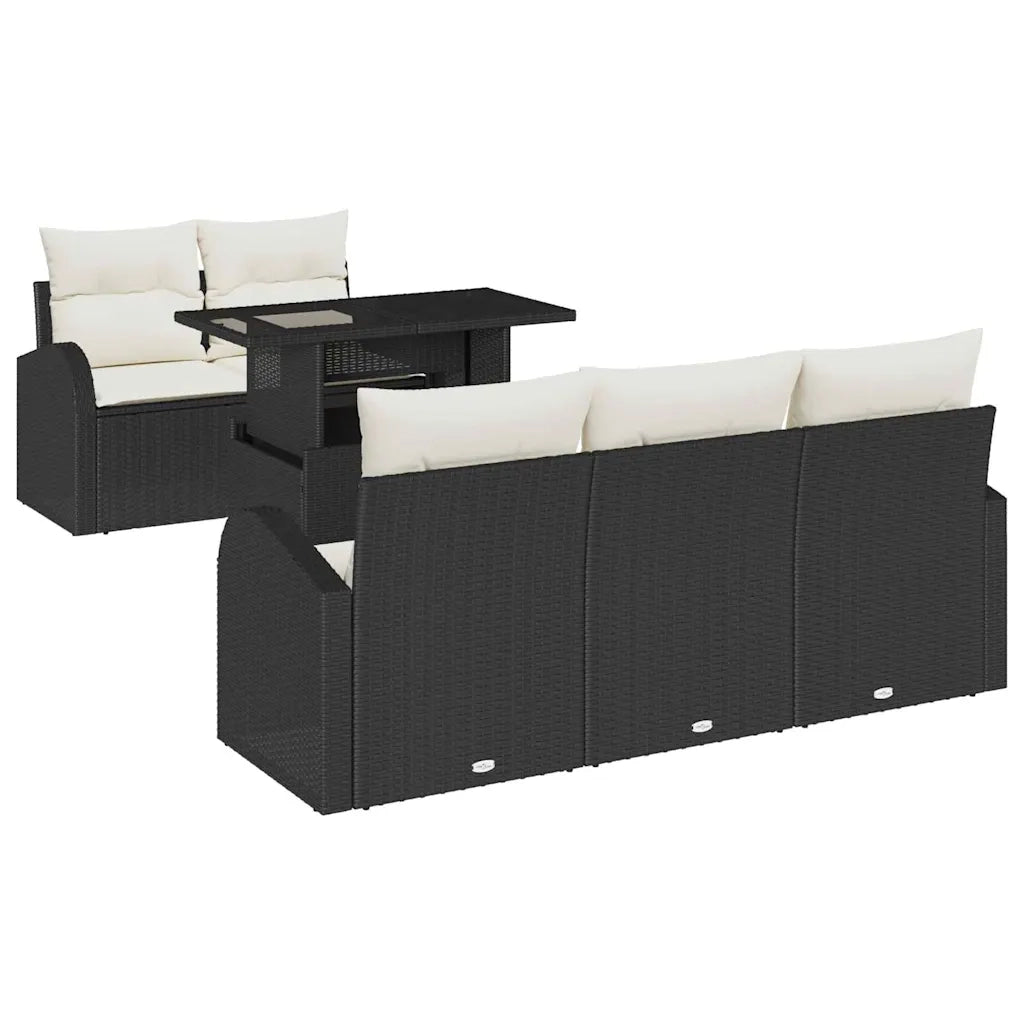 Set Divano da Giardino 6 pcs Nero Rattan in Polipropilene