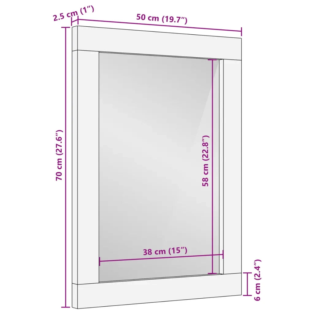 vidaXL Specchio da Bagno 50x70 cm in Legno Massello di Acacia e Vetro