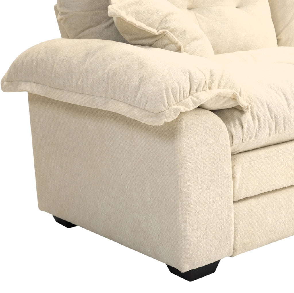 Divano 2 posti in Chenille 214x89x93 cm con cuscini doppi in memory foam e molle a tasca
