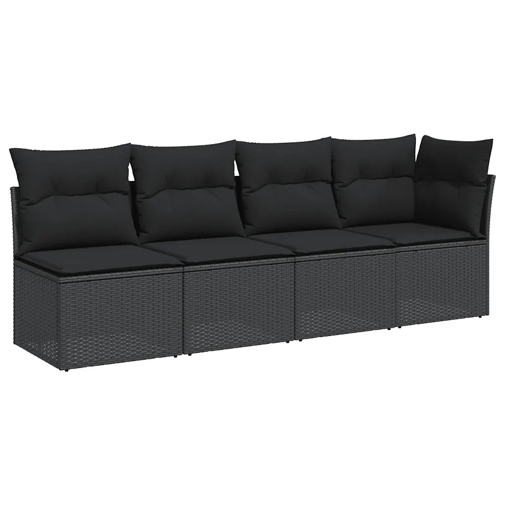 Divano da Giardino con Cuscini a 4 Posti Nero in Polyrattancod mxl 111712
