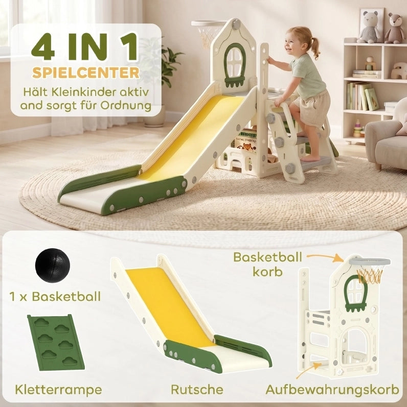 Scivolo pieghevole 4 in 1 per bambini in HDPE color crema