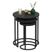 Daiano, Tavolino da Salotto set 3 Pezzi, 50x50x58h cm Nero