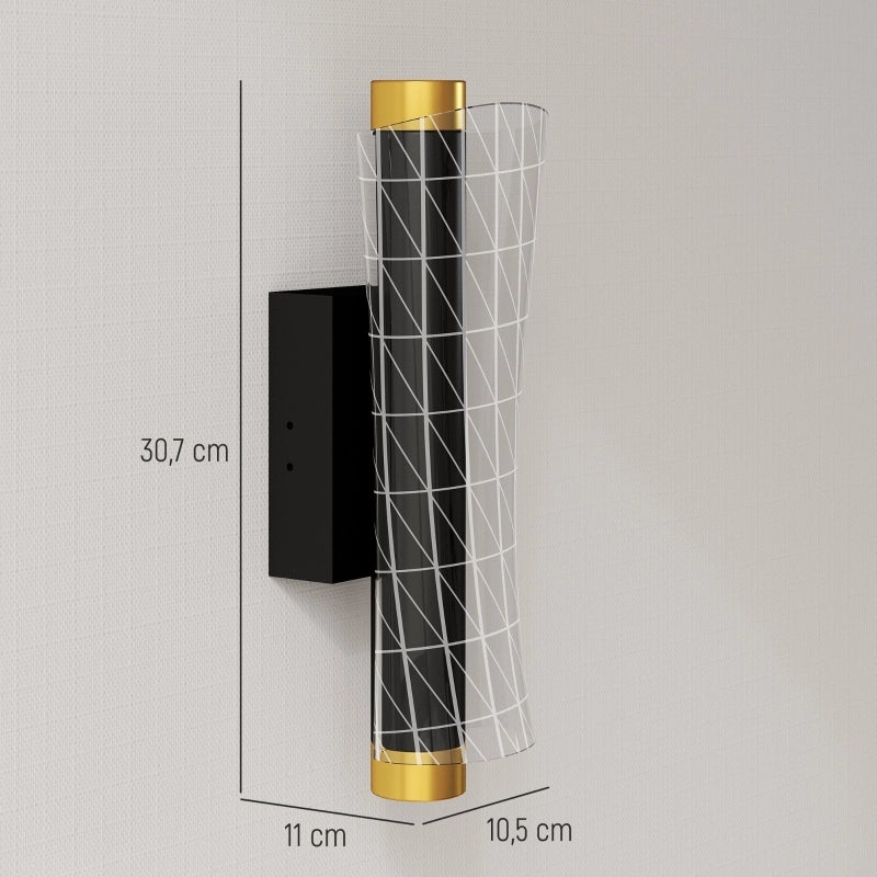 Applique da interno LED a 2 pezzi, design a griglia, dimmerabile, metallo nero