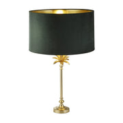 Lampada da tavolo Palm - Ottone satinato e paralume in velluto verde