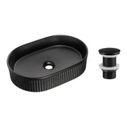 Lavabo ovale da appoggio 48x33 cm nero opaco con piletta clic-clac nera inclusa