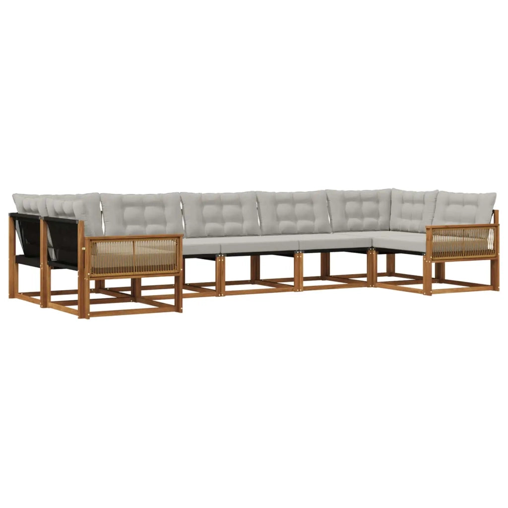 Set di divani da esterno 7 pz Naturale e Grigio Chiaro 3381667