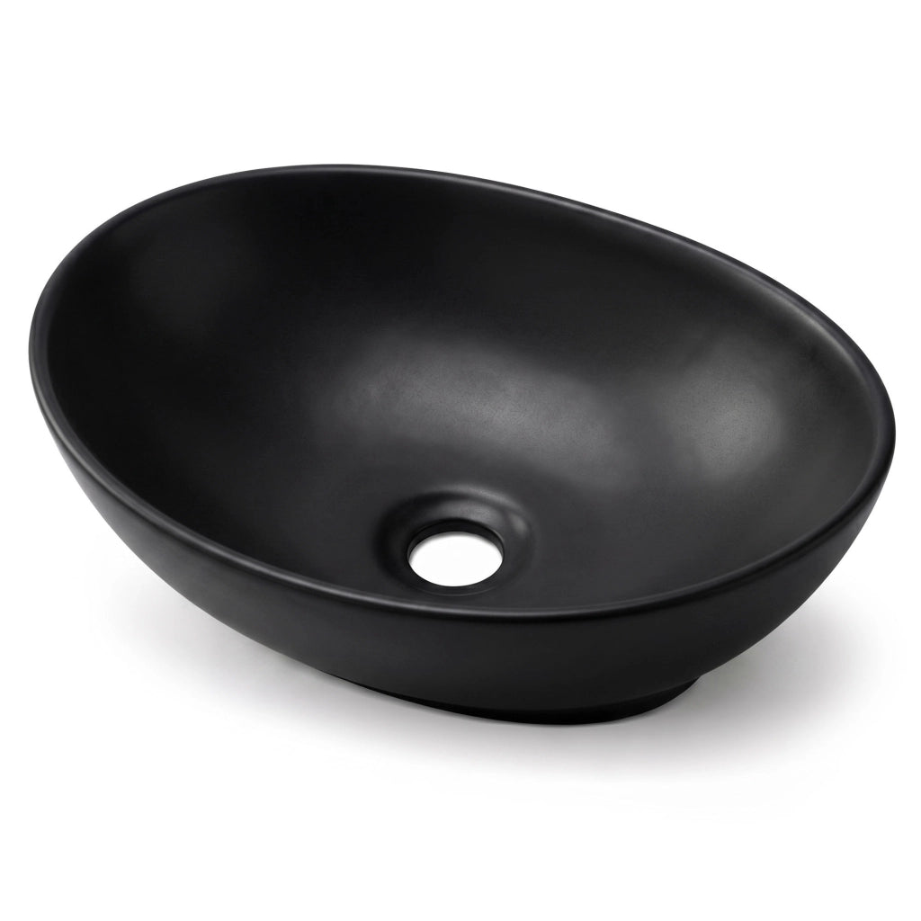 Lavabo da appoggio ovale OVALIS ceramica 41 cm Nero Opaco