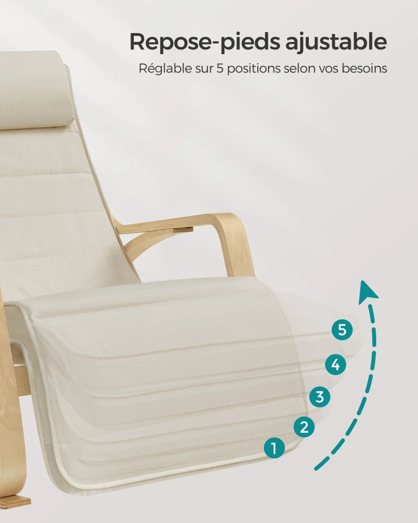 Sedia a dondolo con poggiapiedi regolabile (inclinazione 5°) portata massima 150 kg beige 12_0005850