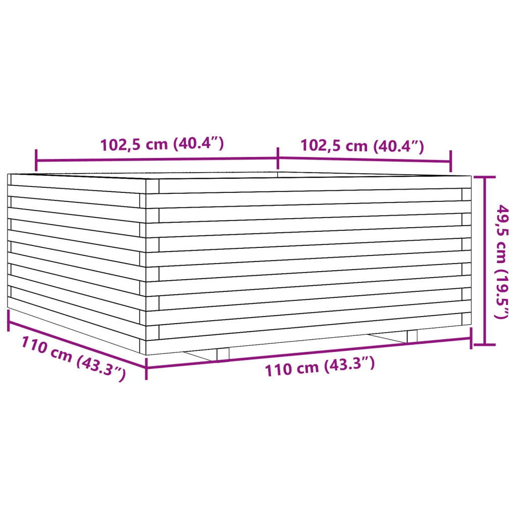 Fioriera da Giardino Bianca 110x110x49,5 cm Legno Massello Pino 3282545