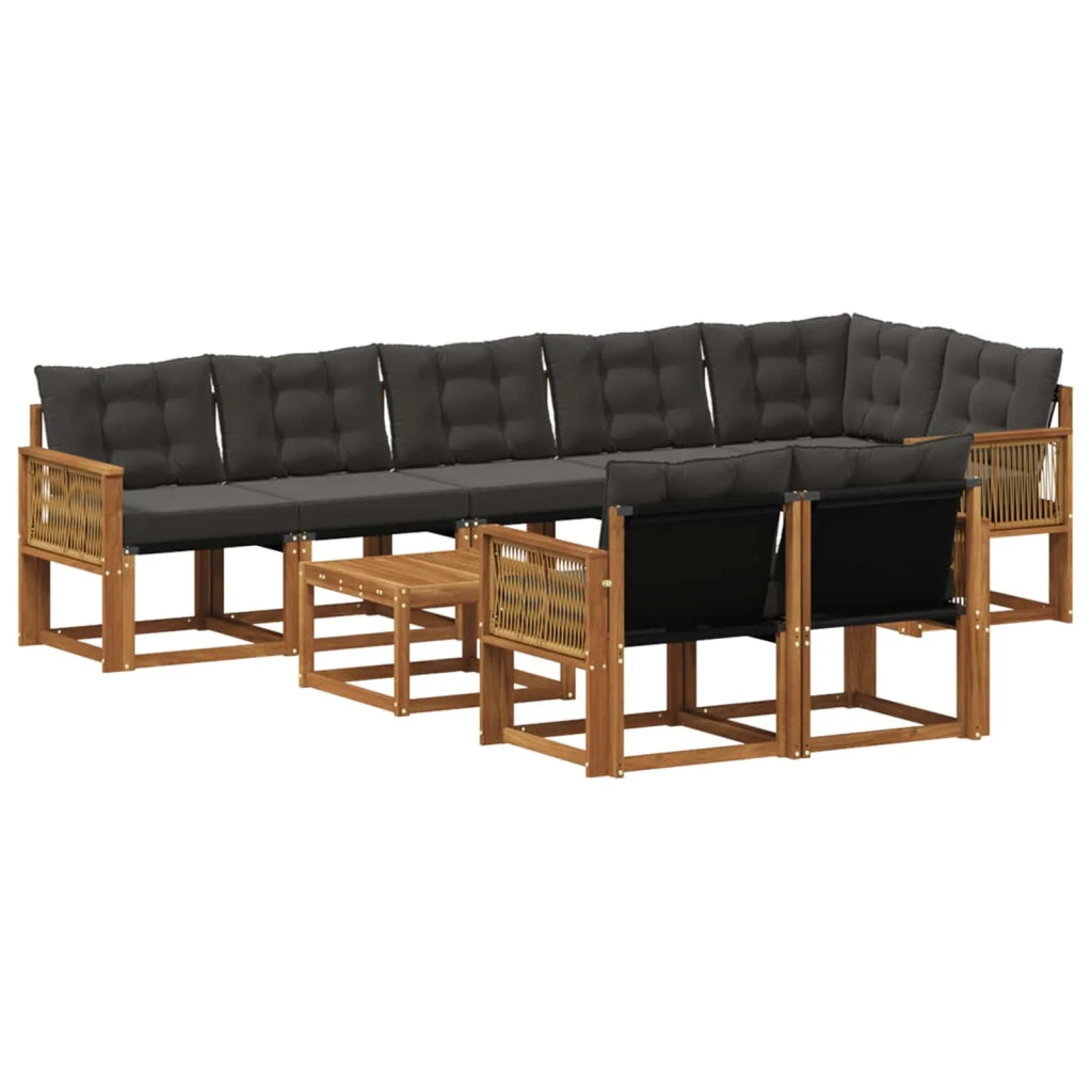 Set di divani da esterno 9 pz Naturale e Nero 3382052