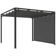 GAZEBO PERGOLA RETRATTILE 3X3 M CON TENDA A RULLO E FORI DI DRENAGGIO IN ACCIAIO E POLIESTERE GRIGIO SCURO