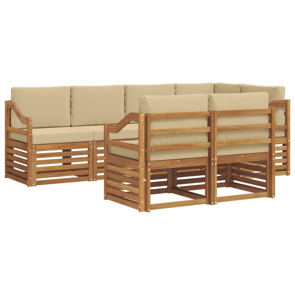 Set divano sezionale con cuscino 7 pcs Naturale e Beige 3374988