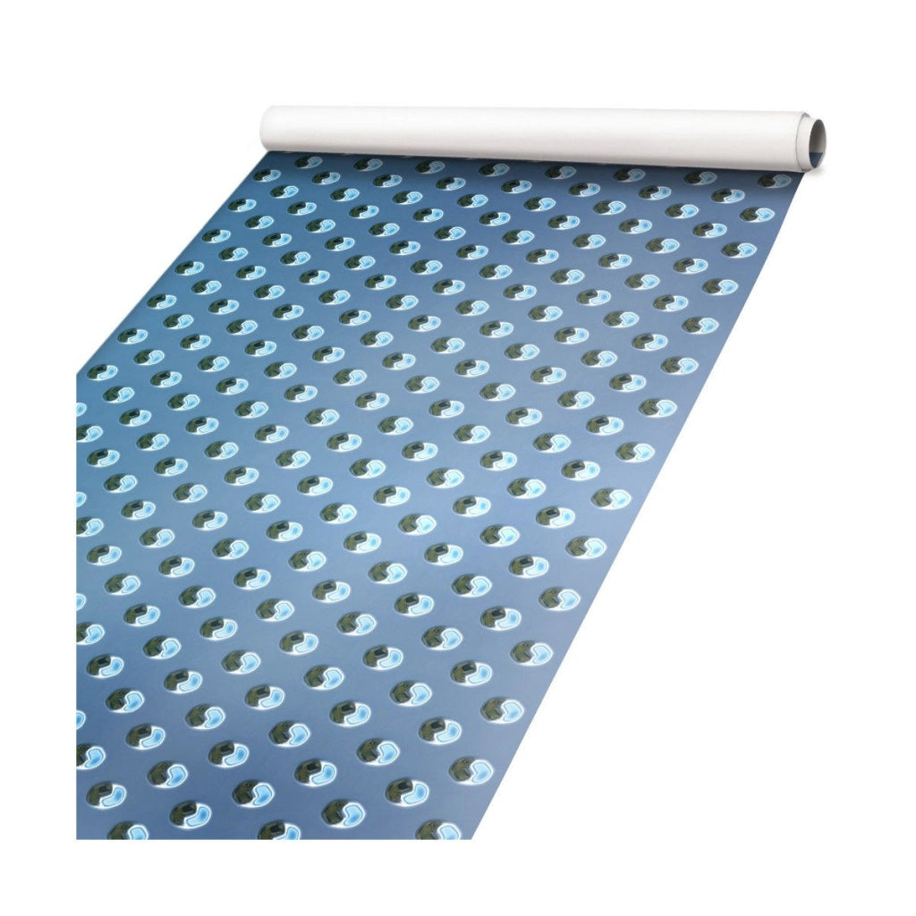 Lastra metallica blu con sfere - Pellicola adesiva in PVC finitura opaca Misura: 100x1000 cm