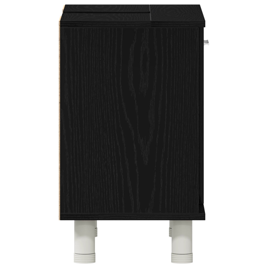 Armadio da Bagno  Nero Rovere 60x32x54 cm Legno ingegnerizzato