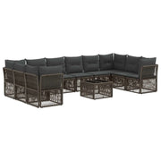 Set Divano da Giardino 11 pcs Grigio polyrattan