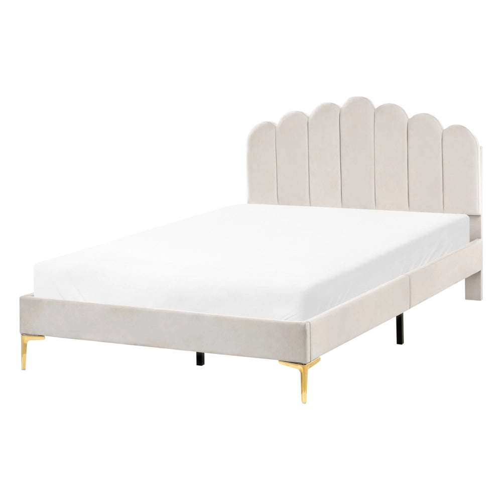 Letto matrimoniale 120 x 200 cm velluto Gambe in metallo bianco sporco con testiera e base a doghe