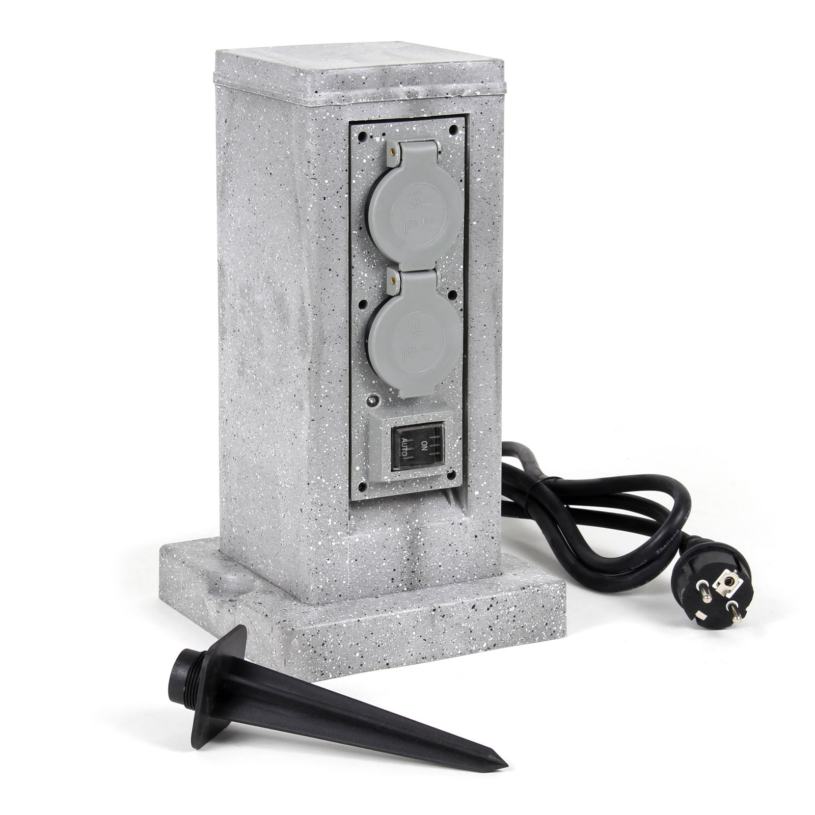 Colonna multipresa effetto granito con 4 prese per esterno IP44 sensore Presa multipla