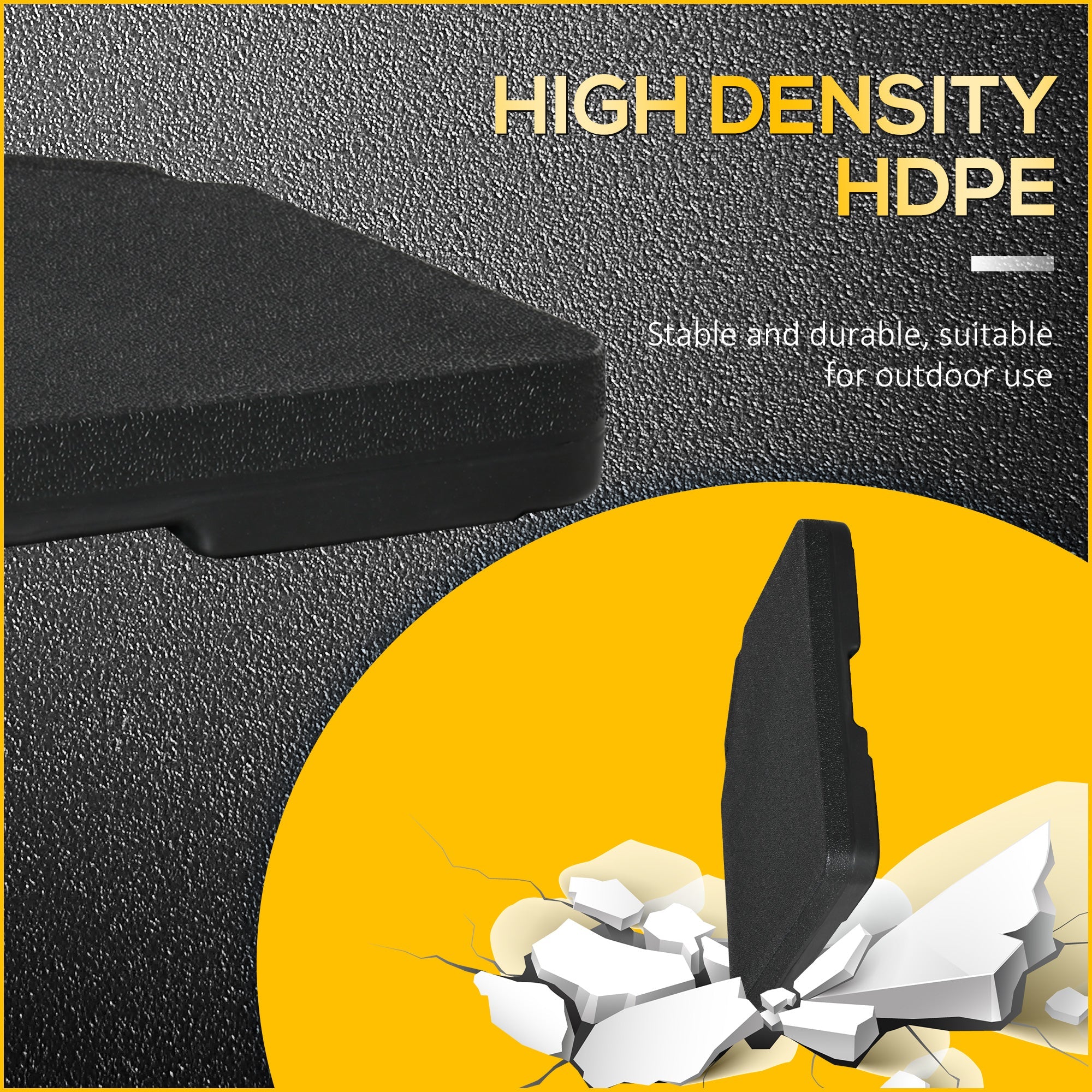 Base per Ombrellone da 4 Pezzi Riempibili con Acqua o Sabbia e Ganci di Connessione   Nero