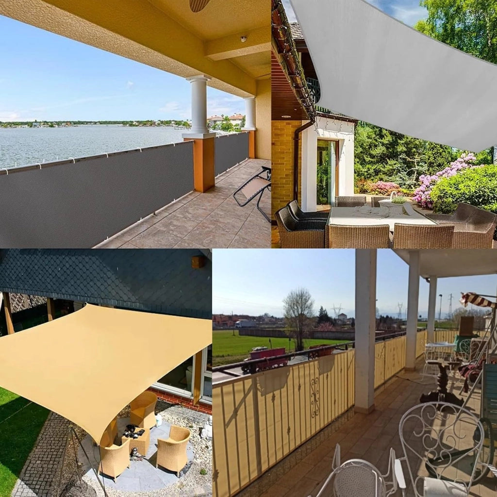Tenda a Vela Impermeabile Rettangolare 1.8 x 5.8 m Protezione UV Tenda a Vela per Esterno Inclusa Corda Fissa Tenda a vela per esterno per Giardino Balcone Piscina, Tortora