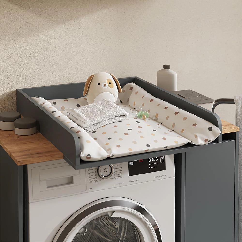 Mobile lavatrice Viktor, Antracite/quercia dorata, 93.6 x 88.2 cm 2 parti con fasciatoio