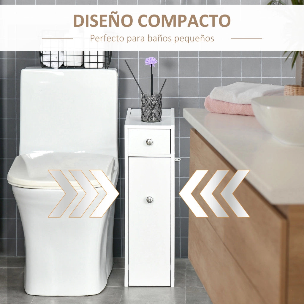 Mobiletto Bagno Stretto con 2 Cassetti e Ripiano ¨C Zephmum ¨C Bianco 17x48x58 cm