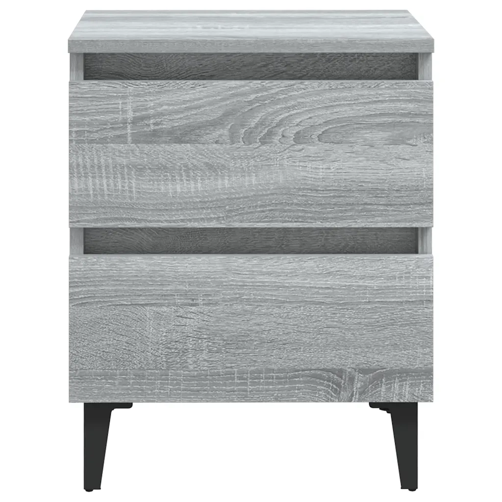 Set di 2 Comodini | Armadio da Notte | Mobiletto da notte con Gambe in Metallo Grigio Sonoma 40x35x50 cm