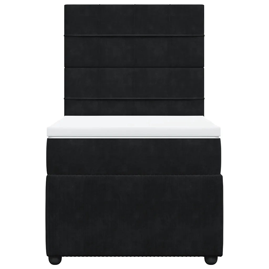 Giroletto a Molle con Materasso Nero 100x200 cm in Velluto