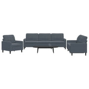 vidaXL Set di Divani 3 pz con Cuscini Grigio Scuro in Velluto
