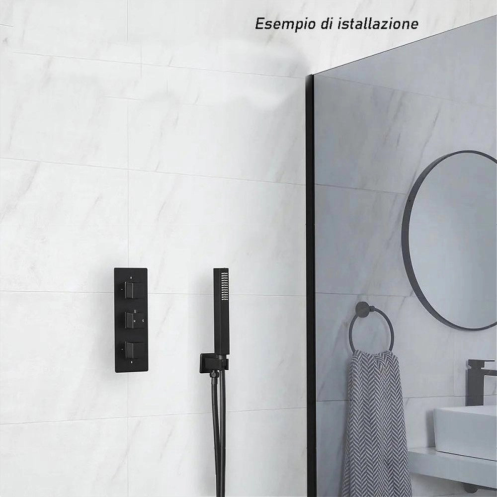 Trade Shop - Doccetta Doccino Quadrato Slim Ultra Moderno Nero Soffione Doccia Bagno Vasca 87478 -